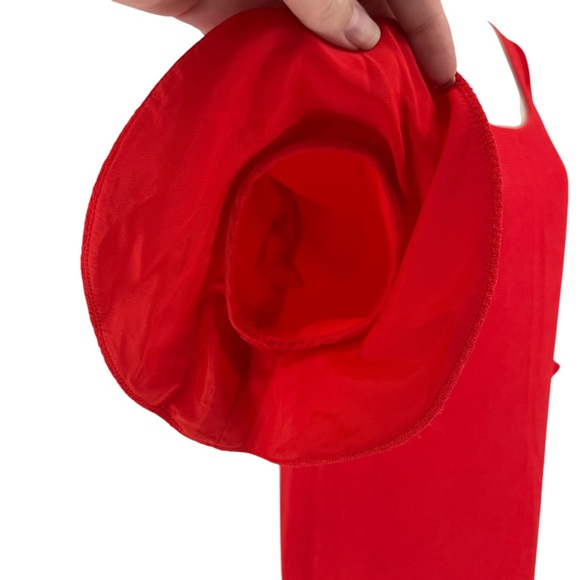 ANN TAYLOR Red Crepe Flouncy Lined 3/4 Ruffle Bell Fluted Sleeve Dress Sz 6 NWT - Picture 6 of 13